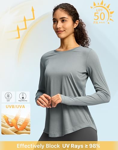 Image of Soothfeel Lightweight Long Sleeve Workout Tops for Women Gym Running Shirts