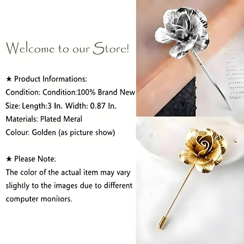 Image of Suit Pins for Men, Brooch for Men, Lapel Pins for Men Women, Mens Lapel Pins for Suits, Mens Brooch for Suits Hats Scarf Jacket, Fitted Hat Pins for Women Men, Men's Silver Gold Lapel Pin for Wedding