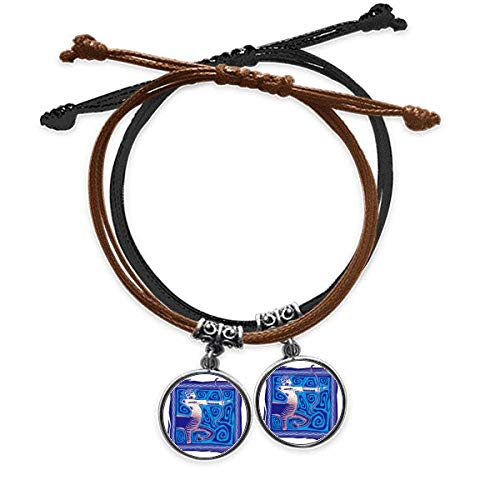 Bracelet Sagittaire cuir double avec gravure mexicaine haut de gamme