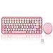 Produktbild Perixx PERIDUO-713 Mini-Tastatur und Maus, kabellos, 2,4 GHz, Retro-Stil, rund, Pastellrosa, AZERTY