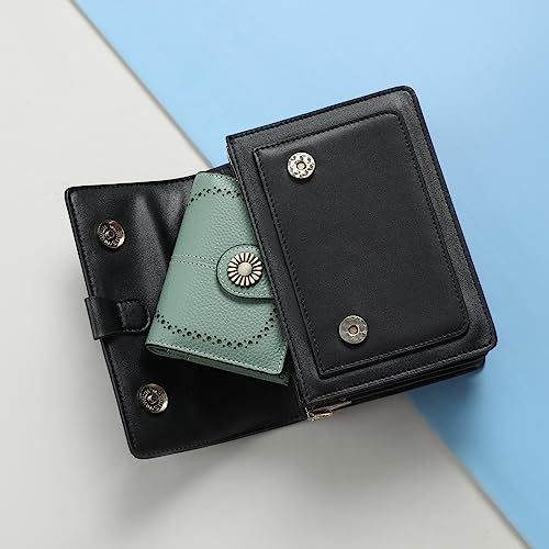 Image of SENDEFN Small Womens Wallet Leather Bifold Card Holder RFID Blocking with Zipper Coin Pocket