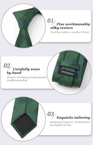 Image of HISDERN Ties for Men Solid Houndstooth Neckties Handkerchief Formal Business Tie & Pocket Square Set Wedding Party