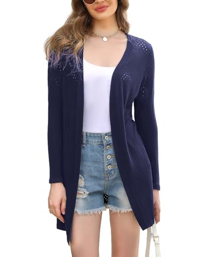 Totatuit Long Sleeve Open Front Cardigans Women Lightweight Knitted Longline Cardigan Mid-Lendth Ladies Spring Knitwear