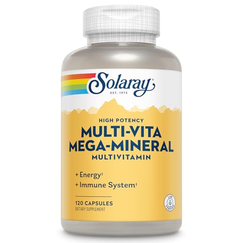 Image of SOLARAY Multi-Vita Mega-Mineral Multivitamin for Women and Men with Vitamin D, Vitamin C, Magnesium, Zinc and More - Energy and Immune System Support - 60-Day Guarantee - 30 Servings, 120 Capsules