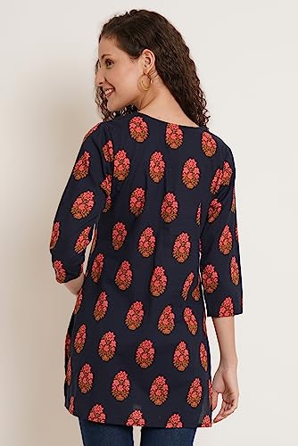Image of Amazon Brand - Anarva Jaipuri Cotton Printed Short Kurti for Women