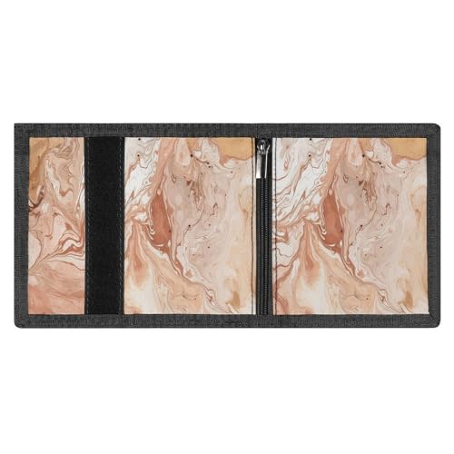 Light Peach And Brown Trifold Wallet for Men - Money Clip Slim Wallets with Multiple Card Slots Minimalist Small Front Pocket Wallet for Everyday Carry4