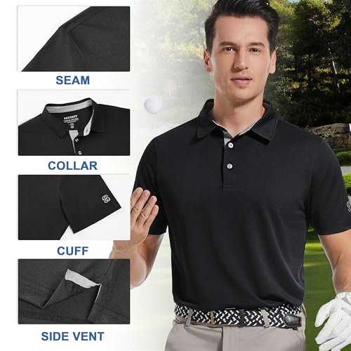 Image of Mens Golf Shirt Short Sleeve Moisture Wicking Dry Fit Performance Solid Pique Collared Golf Polo Shirts for Men