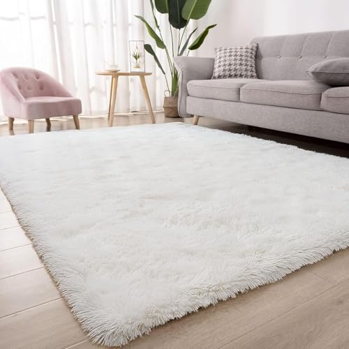 Tapis moelleux à poils longs avec envers antidérapant blanc - 2