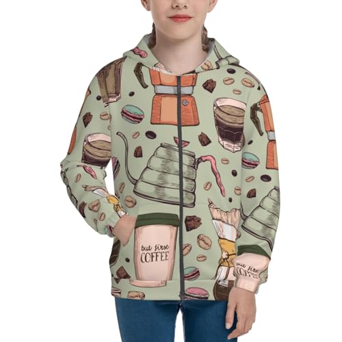 Colorful Coral Reef Kid Hoodies Boys Zip Up Sweatshirts Girls Pullover with Pocket3