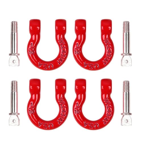 INJORA 4 Stücke Rote Metall Stoßstangen D-Ring Abschlepphaken für 1/10 RC Crawler Auto TRX-4 Axial SCX10 90046 D90