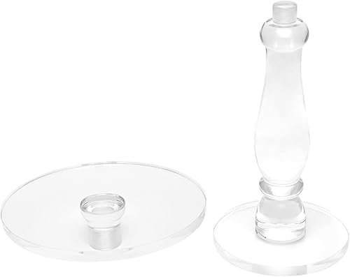 Miniatura 8 de Mesa auxiliar de acrílico, mesa auxiliar redonda moderna con parte superior redonda pequeña transparente y poste sólido y base para sala de estar,