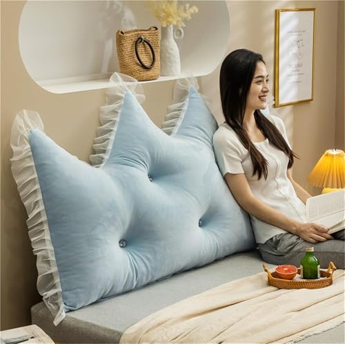 Image of Headboard Pillow PP Cotton Filler Large Bolster Pillows Backrest Support Sitting Up Reading Pillow in Bed Velvet Rest Upholstered Headboard Pads, (Light Blue, 39 inchx39 inch)