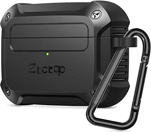 Ztotop Case for AirPods Pro 2019, Designed with Full Tough Silicone+Shock-Resistant Protective Cover, Front LED Visible, Durable Armor Case with Smooth Skin - Black