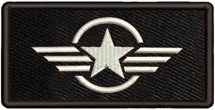 ISEE 360 Wings Stars Embroidered Sweable Applique Patches for Jackets Riders Boys Girls Jeans Bags Clothes Any Garments Etc L x H 4 x 2 inches (White)