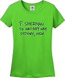 Utopia Sport P. Sherman 42 Wallaby Way Sydney Ladies V-Neck T-Shirt (S-3X) (Ladies Small, Lime Green)