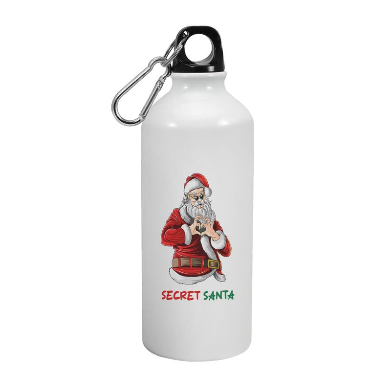 Happu® - Happy Christmas, Aluminium Sipper Bottle, Secret Santa Heart1, Gifts for Friends, Employees, Colleagues, Office Desk Gift, K343