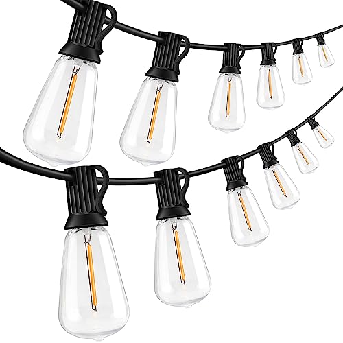 50FT String Lights for Outside, Dimmable Led Patio Lights Outdoor Waterproof with ST38 Shatterproof Edison Bulbs, Commercial Grade Heavy Duty Outdoor Lights for Patio Yard, Backyard, Garden, Porch