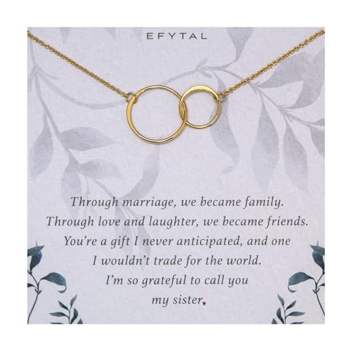 EFYTAL Sister Gifts, Gold or Silver 2 Circle Necklace for
