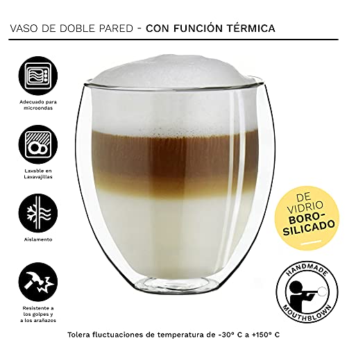 Creano Conjunto de 4 Vidrios Térmico XXL de Doble Pared Bellied, Gran Vidrio Borosilicato Resistente al Calor, Vidrio… - Imagen 4