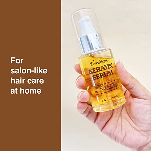 Terrafique Keratin Hair Serum - Anti Frizz Hair Serum - Keratin Leave In Conditioner - Hair Smoothing Serum With Argan Oil - Hair Straightening Serum For All Hair Types - 2 Fl. Oz. #TOP5