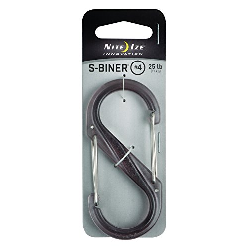 Nite Ize S-Biner Plastic Size-4 Double-Gated Carabiner, Lightweight Yet Strong, Transparent Smoke