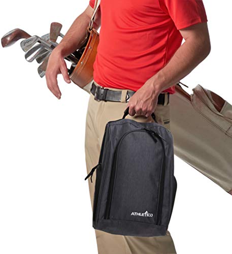 Athletico Golf Shoe Bag - Zippered Shoe Carrier Bags With Ventilation & Outside Pocket For Socks, Tees, Etc. (Gray) #TOP3