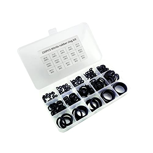 225PCS O-Ring Gasket kit Rubber Washer Seals Assortment Set Electrical Gasket Ring for Plumbing Washer Seal & Auto Quick Repair (225)