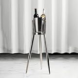 Cubo de hielo, enfriador de vino de acero inoxidable con soporte, soporte para bebidas de fiesta, asas, enfriador de vino, de pie, para uso en exteriores o interiores