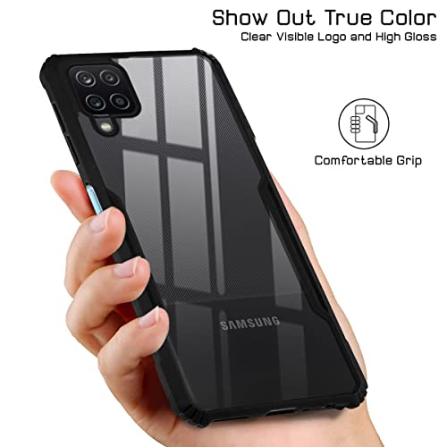 Image of Jkobi Hard PC Crystal Bumper Shockproof Back Cover Case for Samsung Galaxy A12 with Camera Protection (Matte Black)