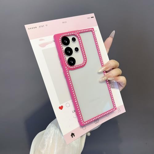 Coque strass Samsung S24 FE rose rouge pour vos soirées chic