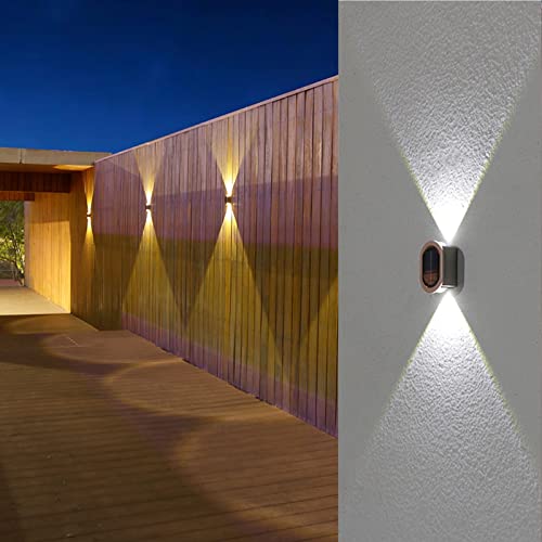 Aslidecor 2 Led Solar Wall Light Up And Down 4 Pack Illuminate Outdoor Sunlight Sensor Lamp Ip65 Waterproof Modern Nordic Style Decor For Home Garden Porch (Warm White&Cold White) (Bronze) #TOP3