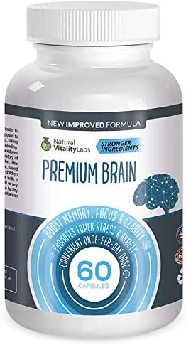 Premium Brain Boosts Memory, Focus, Clarity 60 Capsules. Soothes Stress, Anxiety. Stronger Natural Ingredients Ginko Biloba, St. John's Wart, Glutamine, Bacopin. Made in USA