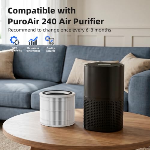 Image of 2 Pack 240 Replacement Filter Compatible with PuroAir 240 Air Purifier, 240 Filter Replacement with Activated Carbon for Pet Dander, Smoke & Odors