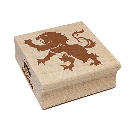 Regal Heraldic Lion Square Rubber Stamp for Stamping Crafting - 1.75in Medium