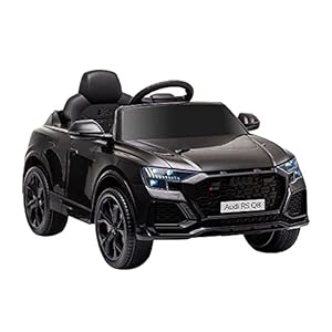 HOMCOM Coche Eléctrico Infantil +3 Años Licencia Audi RS Q8 con Batería 6V 2 Motores Mando a Distancia Música MP3 Bocina y Luces Velocidad Máx. 3km/h 101x62x51 cm Negro