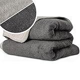 ANRO Kuscheldecke Tagesdecke Baumwoll-Mischgewebe Wohndecke Sofaüberwurf Couch Decke Sofadecke Wohnzimmerdecke Bettüberwurf Grau-Anthrazit 130x160cm
