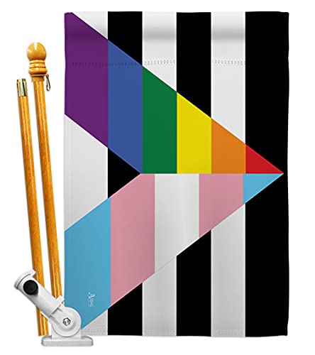 Americana Home & Garden Gay Trans Straight Ally House Flag Set Support Pride Rainbow Love LGBT Bisexual Pansexual Transgender Decoration Banner Small Garden Yard Gift Double-Sided, Made in USA
