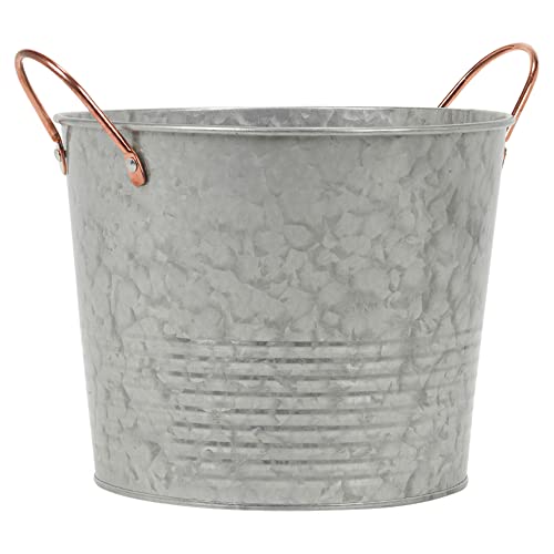 Large Round Sparkling Wine Champagne Beer Bottles Drinks Beverages Ice Cooler Cold Galvanised Steel Metal Drinks Tub Bucket Serving Tray Buffet Bar Platter with Copper Handles - Image 5