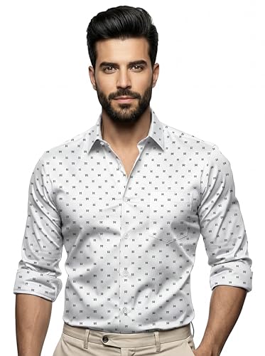 Image of Amazon Brand - INKAST Men's Printed Cotton Shirt | Full Sleeve | Regular Fit | Comfortable Formal Stylish Shirt for Men | Man Shirts for Professional Look