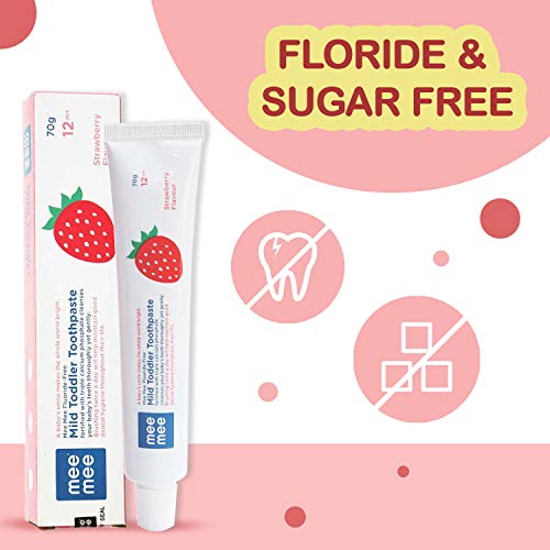 Mee-Mee-Fluoride-Free-Baby-Toothpaste-for-Kids-Fortified-with-Triple-Calcium-Phosphate-Cavity-Protection-Oral-Care-Best-for-Baby-1-year-70-gram-Strawberry-Pack-of-1