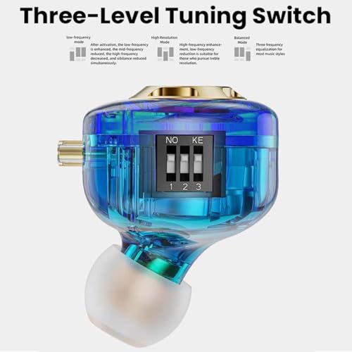 Image of Concept Kart QKZ AK6 Lucky in-Ear Monitor Wired Earphones with HD Mic, 11mm Dynamic Driver, 3 Tuning Switches, Detachable 2-Pin OFC Cable, Wired IEM with 3.5mm Jack for Music, Gaming & Calls (Cyan)