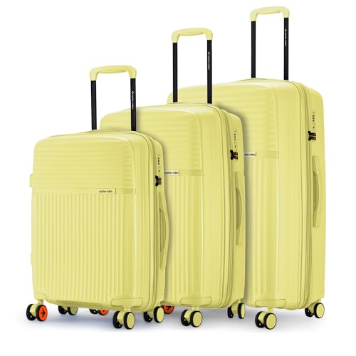 Image of Nasher Miles Krabi Expander Hard-Sided Polypropylene Luggage Set of 3 | 55cm, 65cm & 75cm | 8 Wheels Small, Medium & Large Trolley Bag for Travel | Suitcase (Yellow)