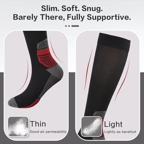 Image of BlackOak Knee High Compression Socks 15-20 mmHg - OTC Support Stockings for Women Men - Running, Travel & Cycling (S /M, L /XL)