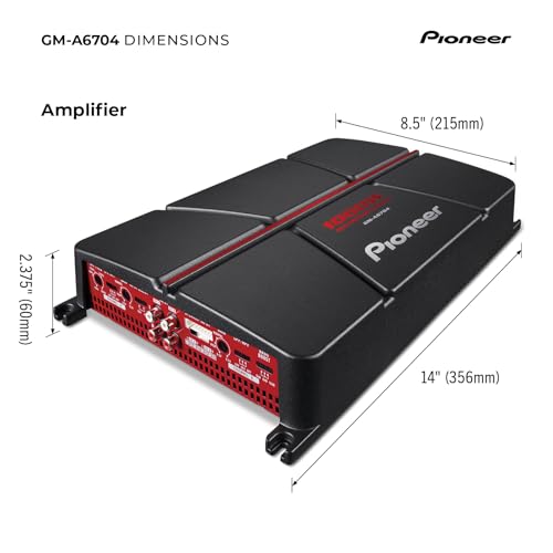 Pioneer GM-A6704 4-Channel Car Amplifier – 1000W Max, Class AB, Bridgeable Design, Bridgeable, High-/Low-Pass Filters