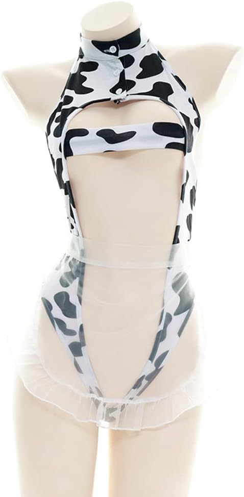 SINGUYUN Womens Anime Cow Bikini Cosplay Lingerie Lolita Kawaii Bra and Panty Set Japanese Underwear Cow Stocking