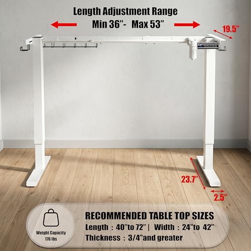 SHW Electric Height Adjustable Standing Desk Frame for 40"~72" Table Tops - image 2