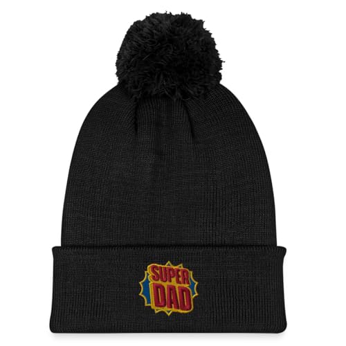 Bonnet Super Papa Spreadshirt avec lettrage brodé et pompon d'hiver