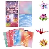 200 fogli di carta origami, 15 x 15 cm, 48 motivi colorati, carta washi artistica origami floreale colorata su entrambi i lati per principianti, artigianato, pittura, decorazione