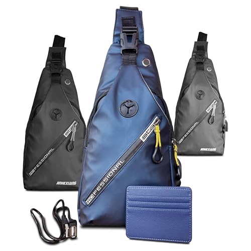 TERSAM Bandolera Hombre - Mochila Pequeña de Hombre con Puerto Usb - Bolso de Pecho - Bolso Cruzado Multiusos - Bandolera ligera, Ideal para Viaje y Deporte - Cobala para Hombre y Mujer.