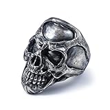 GERMAN KABIRSKI Femur Bold Gothic Skull Ring in Oxidized Silver